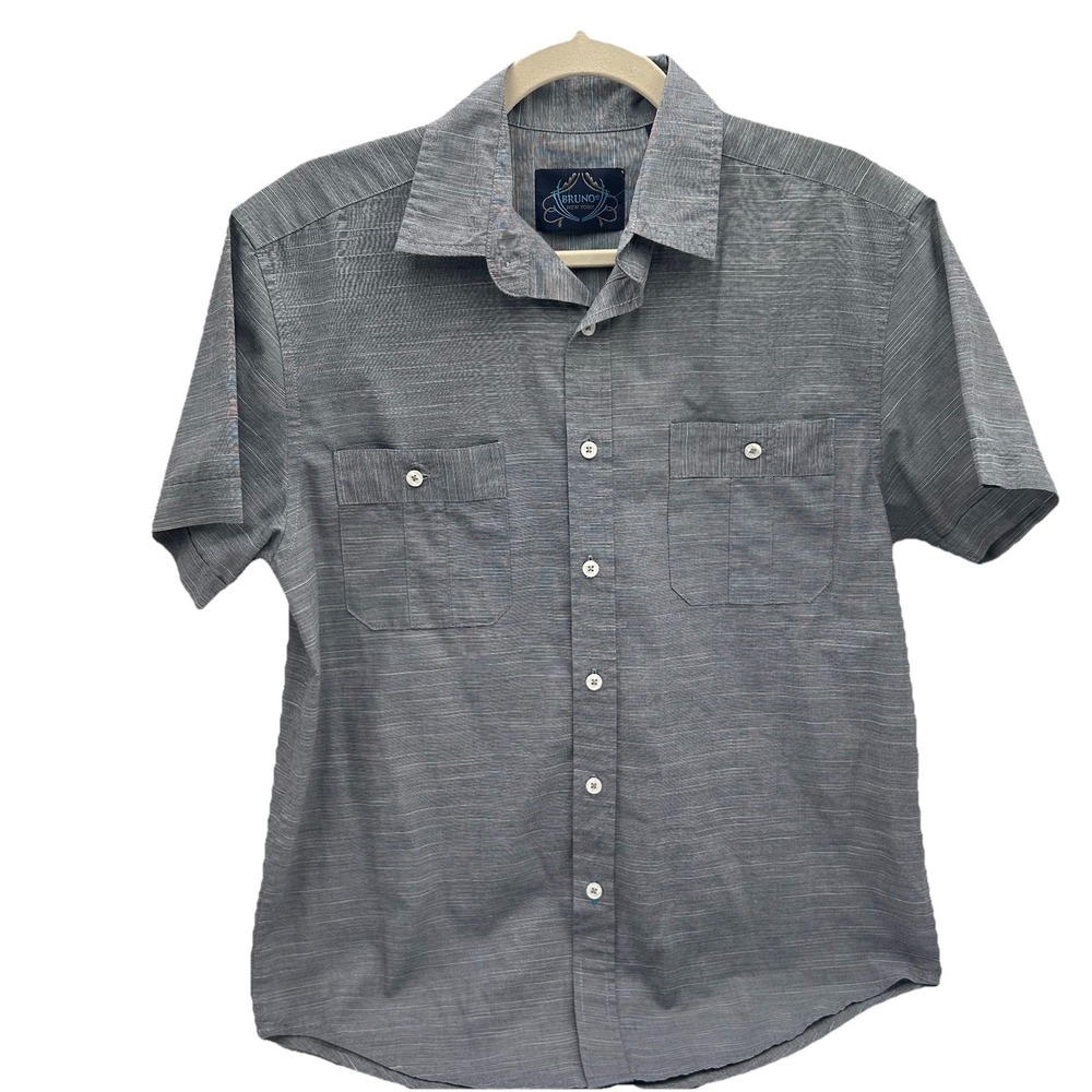Bruno New York Men's  Gray Shirt‎ Button-up Short Sleeve, Pockets Size Small